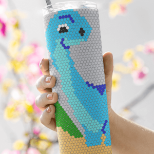 Rhinestone Art Kit 20oz Tumbler With Straw – Betty The Brontosaurus Design Code 1045BB